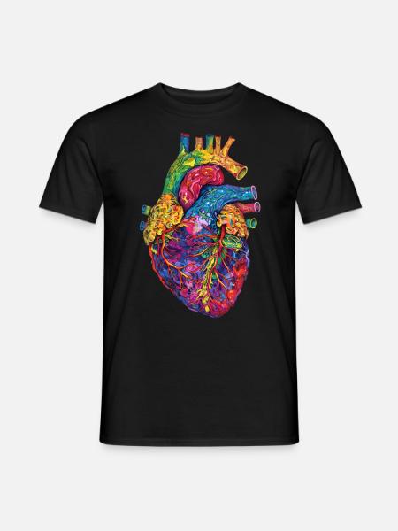 Anatomisches Herz Kunst Bunt - Männer T-Shirt - Schwarz