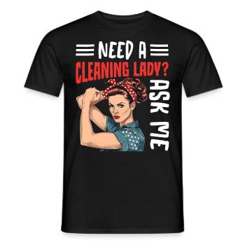 Besoin d’une femme de ménage Demandez-moi - T-shirt homme - noir - Devant - AI Model Male 178 light (178cm)