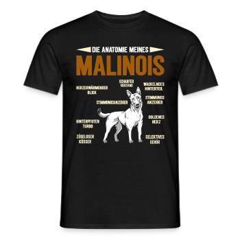 Malinois ANATOMY OF A BELGIAN MALINOIS Funny - Men's T-Shirt - black - Front - AI Model Male 178 light (178cm)