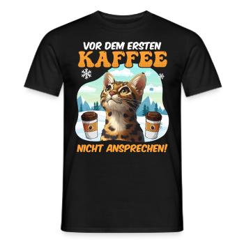 Bengal NE VOUS APPROCHEZ PAS AVANT VOTRE PREMIER CAFÉ ! - T-shirt homme - noir - Devant - AI Model Male 178 light (178cm)