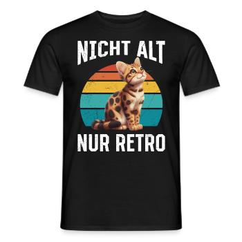 Chat du Bengale JE NE SUIS PAS VIEUX JUSTE rétro Drôle - T-shirt homme - noir - Devant - AI Model Male 178 light (178cm)