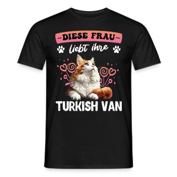 Cat mom THIS WOMAN LOVES HER TURKISH VAN - Men's T-Shirt - black - Front - AI Model Male 178 light (178cm)