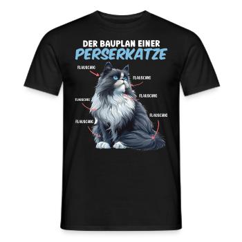 Persian cats THE BLUEPRINT OF A PERSIAN CAT - Men's T-Shirt - black - Front - AI Model Male 178 light (178cm)