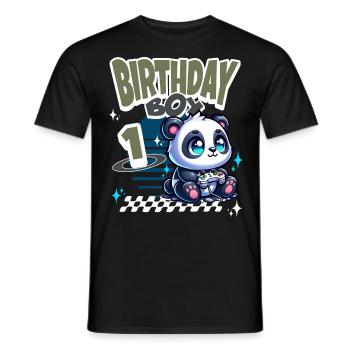 1st Birthday Children's Birthday Gaming Panda - Men's T-Shirt - black - Front - AI Model Male 178 light (178cm)
