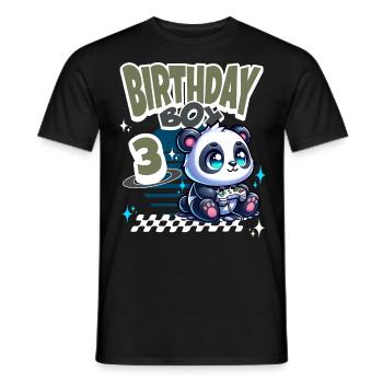 3. Geburtstag Kindergeburtstag Gaming Panda - Männer T-Shirt - Schwarz - Vorne - AI Model Male 178 light (178cm)