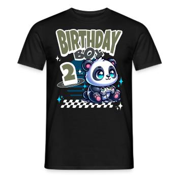 2. Geburtstag Kindergeburtstag Gaming Panda - Männer T-Shirt - Schwarz - Vorne - AI Model Male 178 light (178cm)