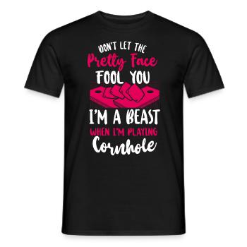 Joueur de sac de haricots de l’équipe Cornhole - T-shirt homme - noir - Devant - AI Model Male 178 light (178cm)