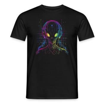 UFO Alien DJ Alien Festival Alien avec écouteurs - T-shirt homme - noir - Devant - AI Model Male 178 light (178cm)