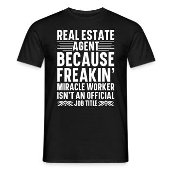 Agent immobilier Courtier immobilier Agent immobilier Agent immobilier - T-shirt homme - noir - Devant - AI Model Male 178 light (178cm)