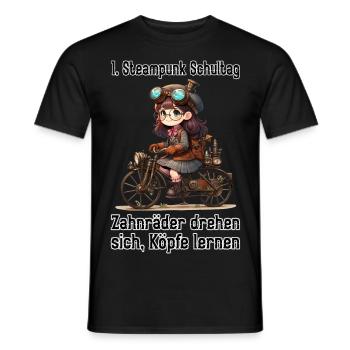 Erster Steampunk Schultag - Männer T-Shirt - Schwarz - Vorne - AI Model Male 178 light (178cm)