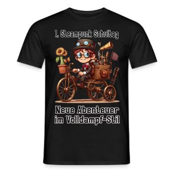 Erster Steampunk Schultag - Männer T-Shirt - Schwarz - Vorne - AI Model Male 178 light (178cm)