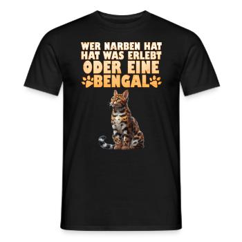 Bengalkatze WER NARBEN HAT HAT WAS ERLEBT ODER - Männer T-Shirt - Schwarz - Vorne - AI Model Male 178 light (178cm)