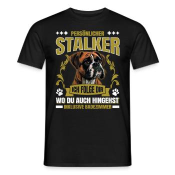 Boxer allemand PERSONAL STALKER Boxer drôle - T-shirt homme - noir - Devant - AI Model Male 178 light (178cm)