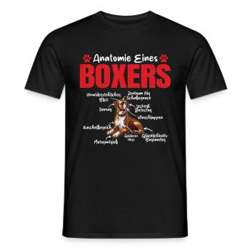 Deutscher Boxer ANATOMIE EINES BOXERS Lustiges - Männer T-Shirt - Schwarz - Vorne - AI Model Male 178 light (178cm)