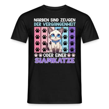 Siamkatze NARBEN SIND ZEUGEN DER VERGANGENHEIT - Männer T-Shirt - Schwarz - Vorne - AI Model Male 178 light (178cm)
