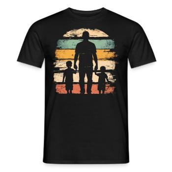 Father's Day father with two sons retro vintage - Men's T-Shirt - black - Front - AI Model Male 178 light (178cm)