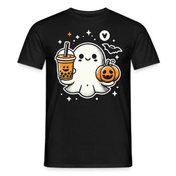 T-Shirt d’Halloween : Fantôme avec citrouille Bubletea - T-shirt homme - noir - Devant - AI Model Male 178 light (178cm)