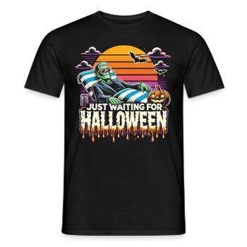 Creepy monster relaxing on the beach - Men's T-Shirt - black - Front - AI Model Male 178 light (178cm)