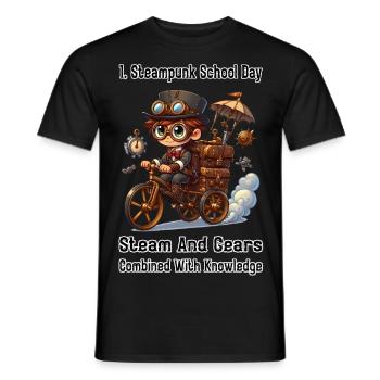 Erster Steampunk Schultag - Männer T-Shirt - Schwarz - Vorne - AI Model Male 178 light (178cm)