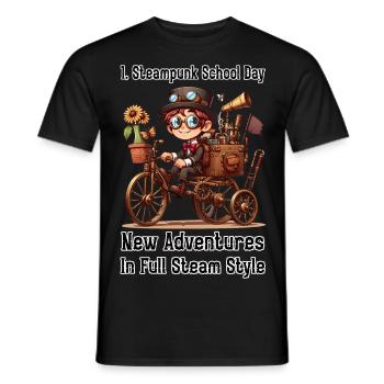 Erster Steampunk Schultag - Männer T-Shirt - Schwarz - Vorne - AI Model Male 178 light (178cm)