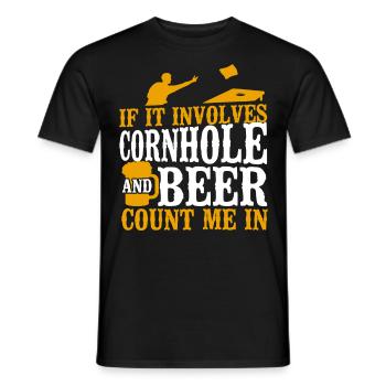 Joueur de sac de haricots de l’équipe Cornhole - T-shirt homme - noir - Devant - AI Model Male 178 light (178cm)
