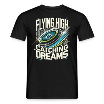 Flying High Catching Dreams - Frisbee Enthusiast - Men's T-Shirt - black - Front - AI Model Male 178 light (178cm)