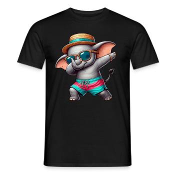 Elefant, Dabbing, Sommer, Strand Sommerurlaub - Männer T-Shirt - Schwarz - Vorne - AI Model Male 178 light (178cm)