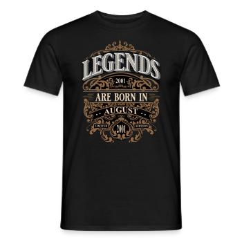 2001 Août Né Anniversaire Année de naissance - T-shirt homme - noir - Devant - AI Model Male 178 light (178cm)