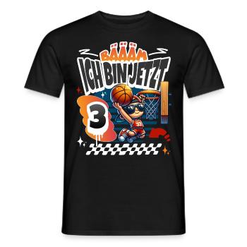 Basketball Bääm Ich Bin Jetzt 3. Geburtstag - Männer T-Shirt - Schwarz - Vorne - AI Model Male 178 light (178cm)