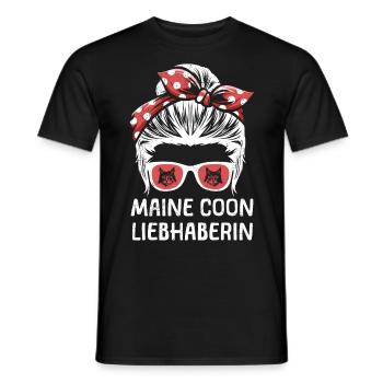 MAINE COON LIEBHABERIN Katzenmama Maine Coon - Männer T-Shirt - Schwarz - Vorne - AI Model Male 178 light (178cm)
