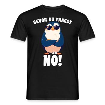 Before you ask: Nope! Cartoon Penguin Sarcasm - Men's T-Shirt - black - Front - AI Model Male 178 light (178cm)
