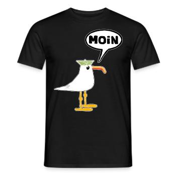 Moin Seagull North Sea Baltic Sea Whimsy Seagull - Men's T-Shirt - black - Front - AI Model Male 178 light (178cm)