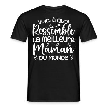 Cadeau Meilleure Maman du Monde Cadeau Super Maman - T-shirt homme - noir - Devant - AI Model Male 178 light (178cm)