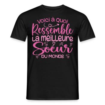 Cadeau Meilleure Sœur - Cadeau Super et cool Soeur - T-shirt homme - noir - Devant - AI Model Male 178 light (178cm)