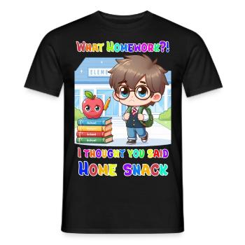 Quels devoirs ? Je croyais que vous aviez dit Home-snack ! - T-shirt homme - noir - Devant - AI Model Male 178 light (178cm)