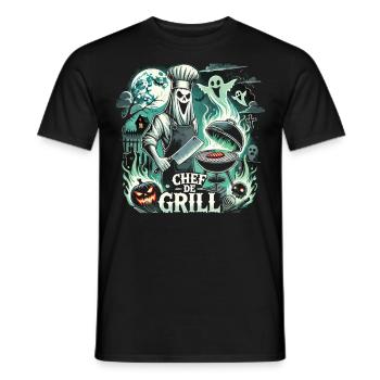Ghost Chef at the Grill T-Shirt – Chef de Grill - Men's T-Shirt - black - Front - AI Model Male 178 light (178cm)