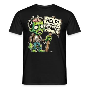 Funny Men's Zombie T-Shirt for Halloween - Men's T-Shirt - black - Front - AI Model Male 178 light (178cm)