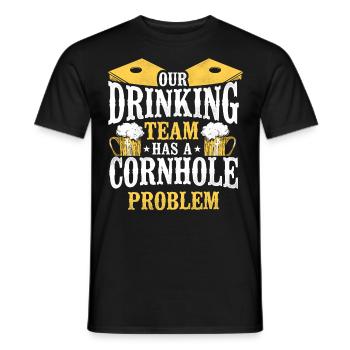 Joueur de sac de haricots de l’équipe Cornhole - T-shirt homme - noir - Devant - AI Model Male 178 light (178cm)