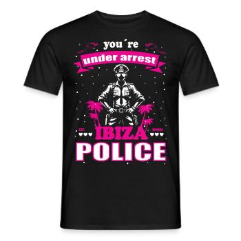 Lustiges Ibiza Polizei Urlaubs - Balearen Insel - Männer T-Shirt - Schwarz - Vorne - AI Model Male 178 light (178cm)