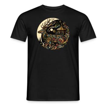 Fantaisie de cerf coloré - T-shirt homme - noir - Devant - AI Model Male 178 light (178cm)