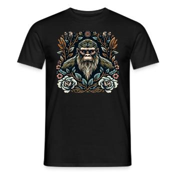 Floral Bigfoot Sasquatch - Männer T-Shirt - Schwarz - Vorne - AI Model Male 178 light (178cm)