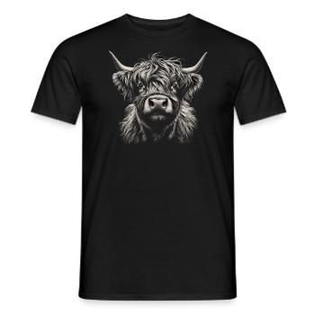 Schottische Hochlandkuh Neugieriges Gesicht - Männer T-Shirt - Schwarz - Vorne - AI Model Male 178 light (178cm)
