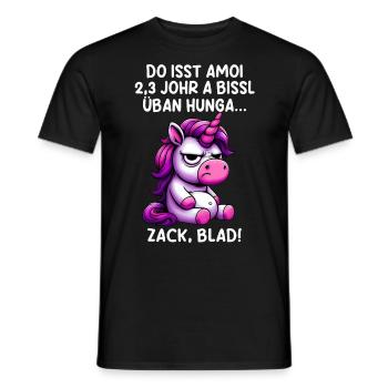 Zack Blad Funny Dialect Unicorn - Men's T-Shirt - black - Front - AI Model Male 178 light (178cm)
