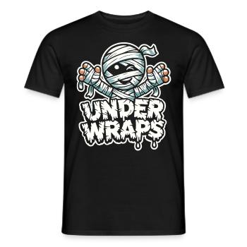 Chemise d’Halloween avec des momies et le texte « Under Wraps » - T-shirt homme - noir - Devant - AI Model Male 178 light (178cm)