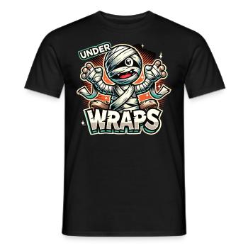 Momie effrayante Halloween avec texte « Under Wraps » - T-shirt homme - noir - Devant - AI Model Male 178 light (178cm)