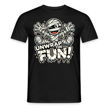 Funny Mummy - Unwrap the Fun - Men's T-Shirt - black - Front - AI Model Male 178 light (178cm)