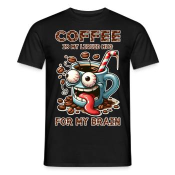 Coffee is my liquid hug for my brain - Men's T-Shirt - black - Front - AI Model Male 178 light (178cm)