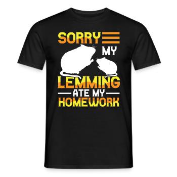 Lemming has eaten homework Vole - Men's T-Shirt - black - Front - AI Model Male 178 light (178cm)