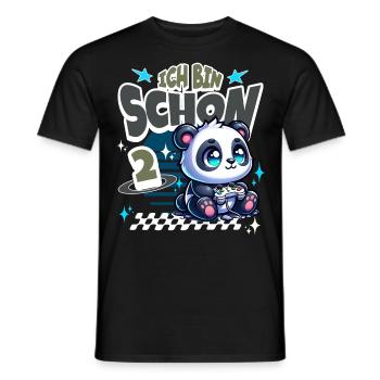 2. Geburtstag Kindergeburtstag Gaming Panda - Männer T-Shirt - Schwarz - Vorne - AI Model Male 178 light (178cm)