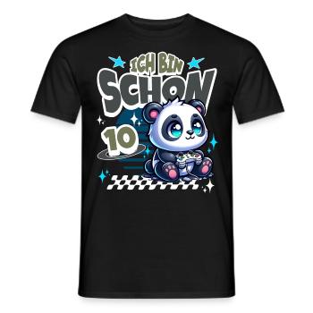 10. Geburtstag Kindergeburtstag Gaming Panda - Männer T-Shirt - Schwarz - Vorne - AI Model Male 178 light (178cm)
